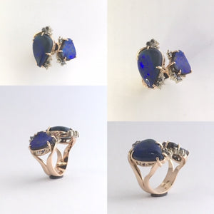 Rose gold, opal and diamond dress ring.