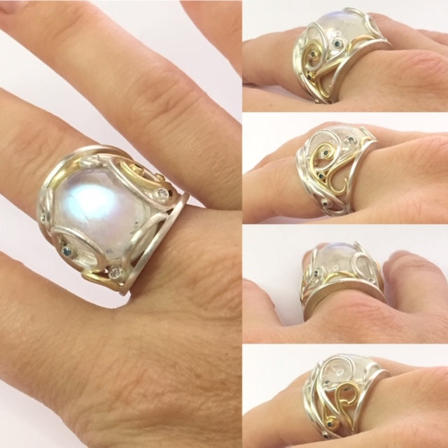 Rainbow Moonstone ring